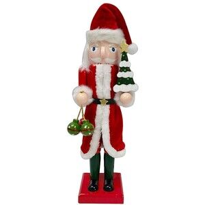 Wooden Christmas Nutcracker, 15", SANTA WITH CHRISTMAS TREE & ORNAMENTS, ATH